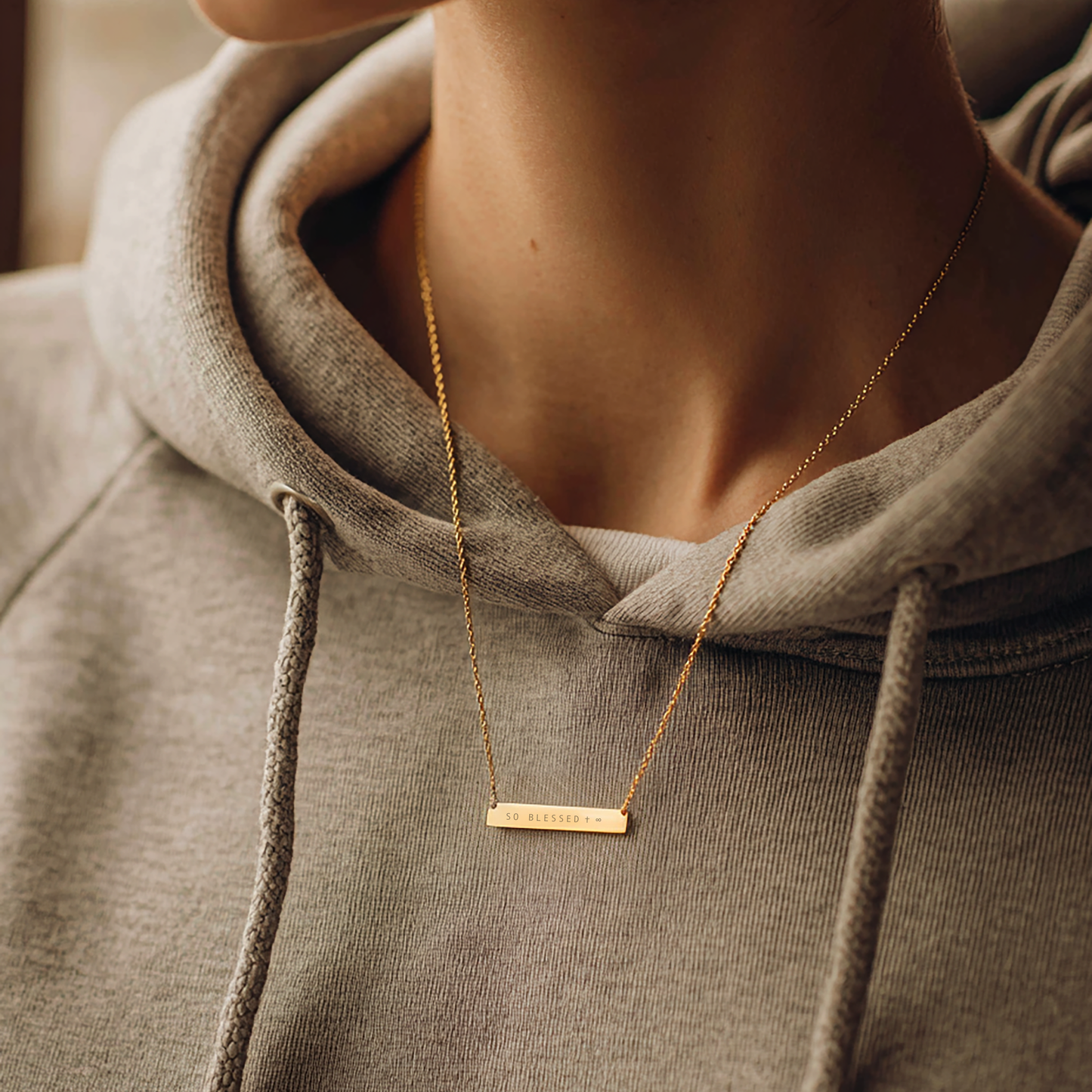 So Blessed Horizontal Bar Necklace - No Message - Christian Encouragement Gift