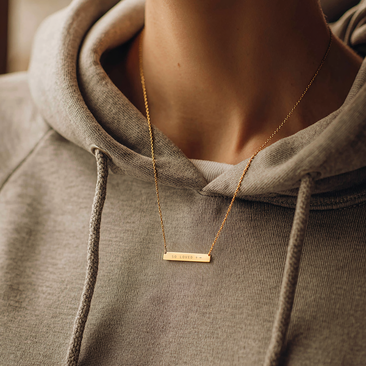 So Loved Horizontal Bar Necklace - Christian Jewelry For Teens, Christian Gift Teenager, Christian Gifts For Teenager Daughter, Christian Gift Teenage Girl