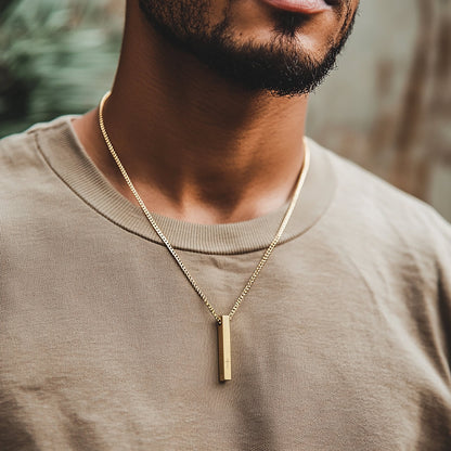 3D Bar Cuban Chain Necklace - Personalize with your favourite scripture, date or message