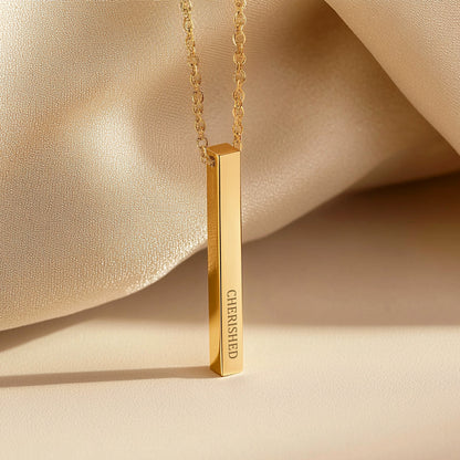 3D Bar Necklace - Gift for Mom, Personalized Jewelry, Unique Mother's Day Gift, Custom Name Necklace, Special Keepsake for Her