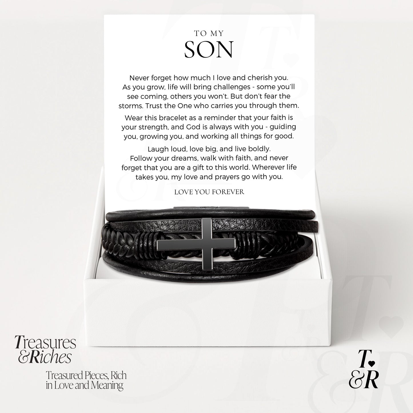 To My Son Cross Bracelet • Christian Gift for Son • Faith Encouragement Jewelry • Gift from Mom or Dad • Religious Graduation Gift