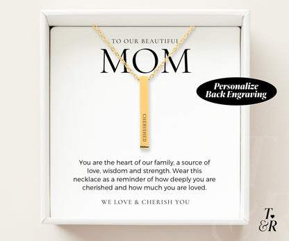 3D Bar Necklace - Gift for Mom, Personalized Jewelry, Unique Mother's Day Gift, Custom Name Necklace, Special Keepsake for Her