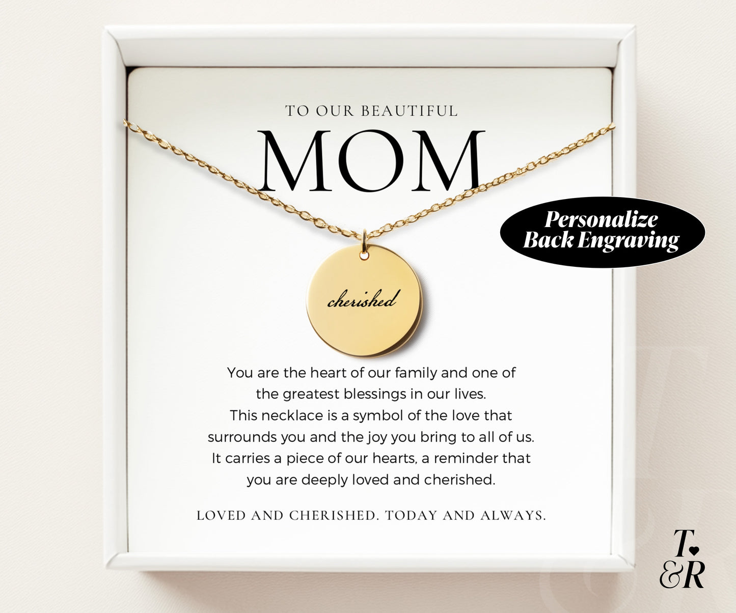 Cherished Mum Necklace - Personalize with child's names or message