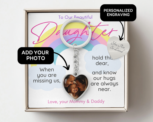 Personalized Child Keyring - Unique Kids Missing Family when away