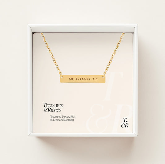 So Blessed Horizontal Bar Necklace - No Message - Christian Encouragement Gift