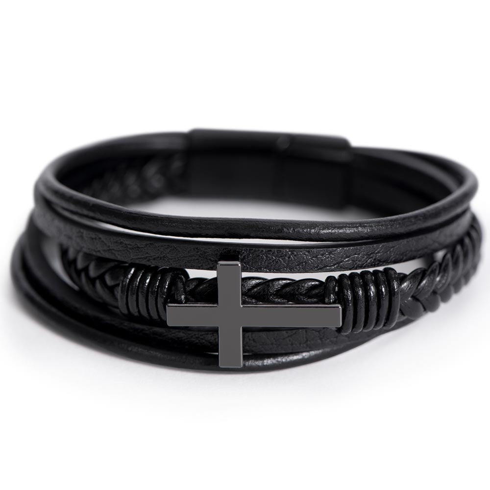 To My Son Cross Bracelet • Christian Gift for Son • Faith Encouragement Jewelry • Gift from Mom or Dad • Religious Graduation Gift