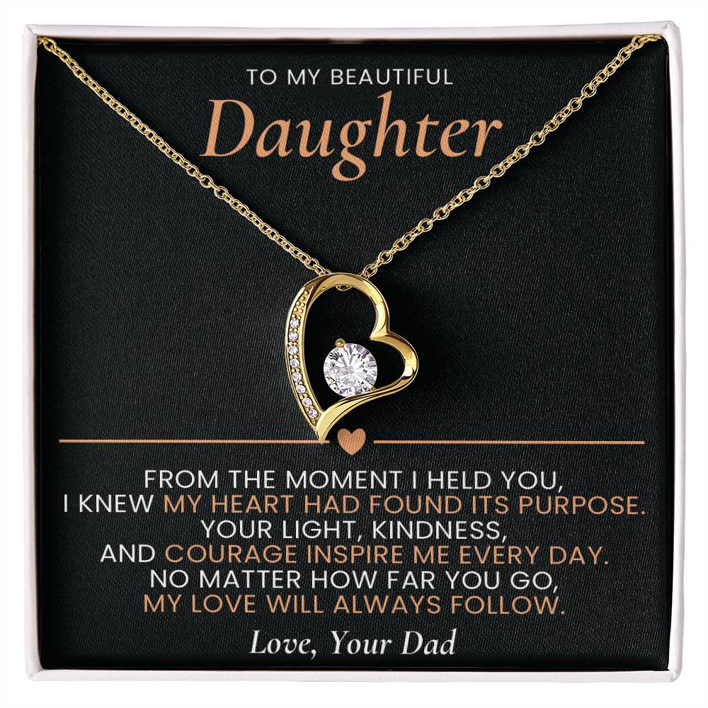 Forever Love Heart Necklace from Dad to Daughter with Sentimental Message Card, Father to Daughter Gift, Birthday Graduation Jewelry