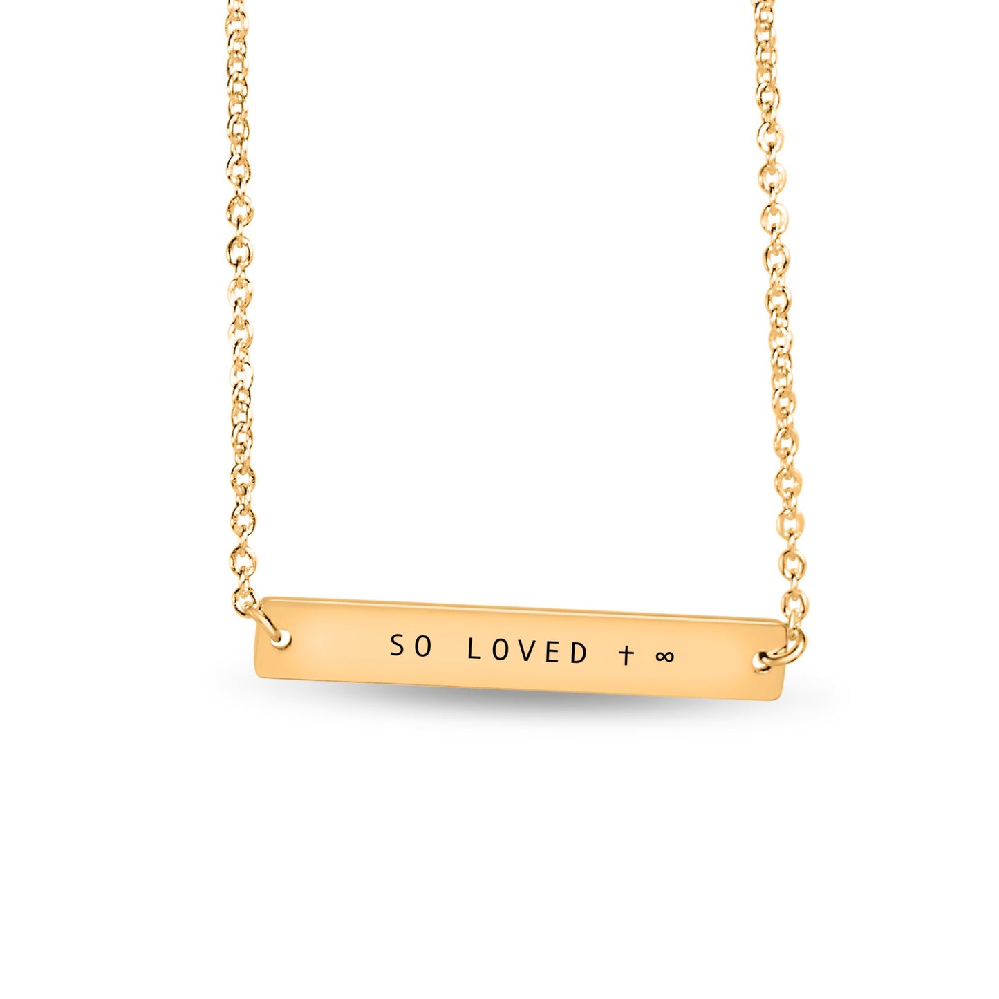So Loved Horizontal Bar Necklace - Christian Jewelry For Teens, Christian Gift Teenager, Christian Gifts For Teenager Daughter, Christian Gift Teenage Girl