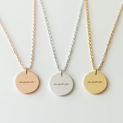 Mama Gift for mom, new mom Custom mom necklace with custom engraving Kids Names or message on back, Gift for Mother's Day