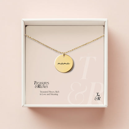 Mama Gift for mom, new mom Custom mom necklace with custom engraving Kids Names or message on back, Gift for Mother's Day