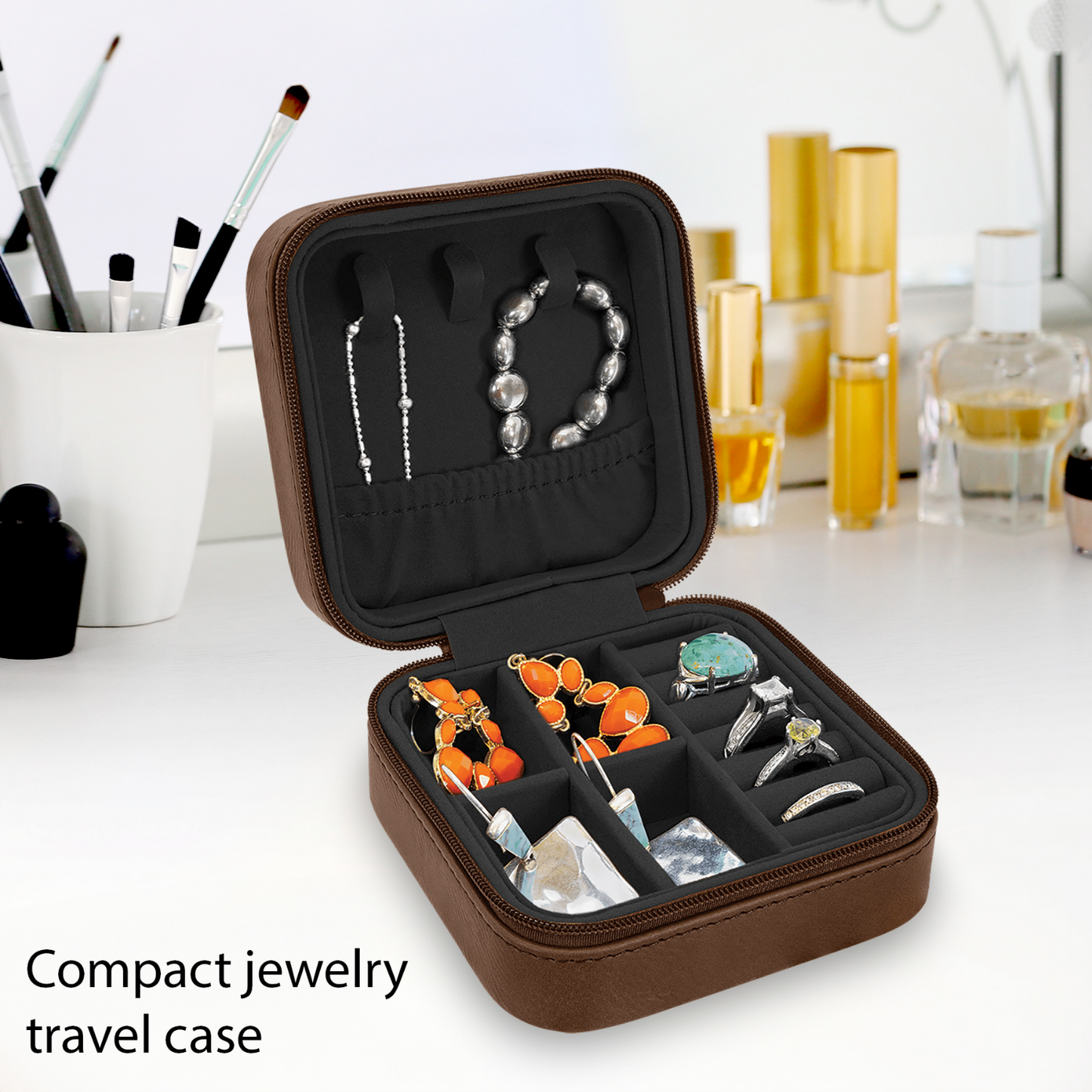 Premium PU Leather Jewelry Organizer 4" x 4"