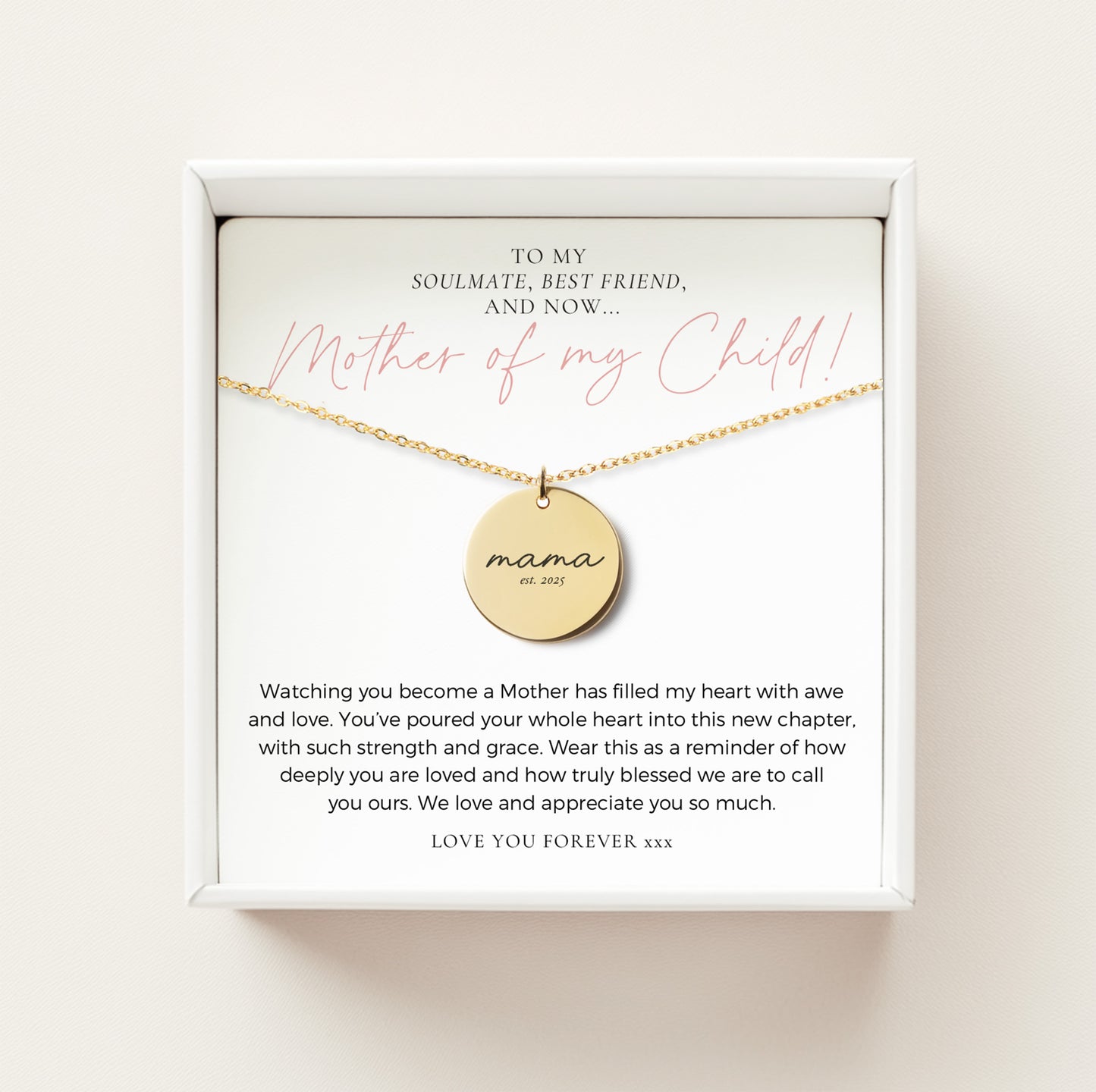 New Mom Mothers Day Gift from Husband, Personalized Special keepsake for Mama Established Necklace